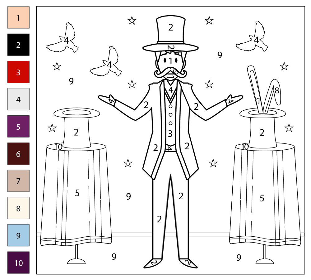 Magician 2 Color By Number Coloring Page Md Coloring Page — Free Printable — free printable coloring page